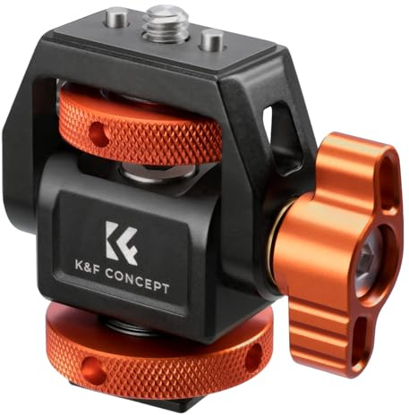 K&F CONCEPT Support de Moniteur en Aluminium avec Vis 1/4 & 2 Pins Arri, Inclinable à 180° et Rotatif à 360° – Fixation Solide pour Cage Caméra, Moniteur, Micro, Éclairage