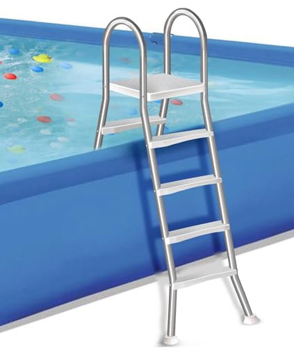 Scala da piscina in acciaio inox, resistente, 4 gradini, per piscina fuori terra, design spesso, capacità 250 kg, scale per piscina all'aperto