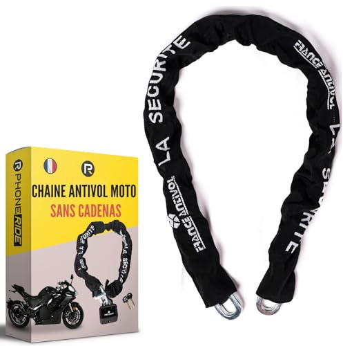Catena per moto – Scooter – Velo elettrico Ø10 mm – Catena antifurto per moto in acciaio cementato senza lucchetto antifurto/motocicletta/scooter, lunghezza catena 120 cm