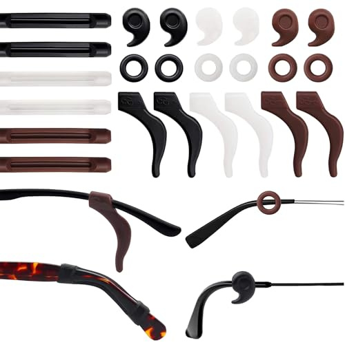 MOGITO Eyeglasses Retainers Silicone Glasses Temple Holders Anti-Slip Protectors, Anti Slip Glasses Grips & Glasses Ear Grips Behind Ears, Stop Glasses Slipping Down Nose, Nose Pads for Glasses