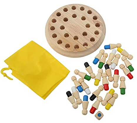 Dilwe Jeu D'échecs à Mémoire en Bois, Jeux de société éducatifs Montessori pour Enfants et Adultes, Apprentissage Préscolaire