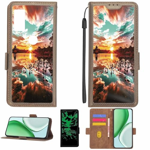 Aroepurt fodral kompatibelt med Cricket Jetmore telefonfodral flipskydd [med härdat glas skärmskydd] [RFID-blockering] [ljuseffekt] LPT-FJ