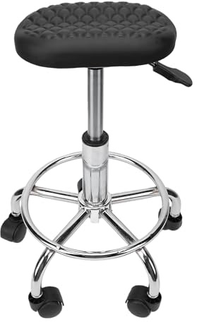 ZJchao Tabouret de Pédicure Roulant, Tabouret de Salon de Manucure Réglable en Hauteur Pivotant à 360 Degrés avec Siège en Cuir PU, pour Un Usage Domestique