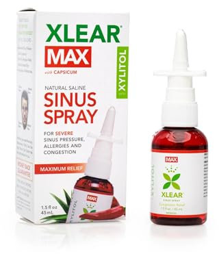 Xlear MAX Natural Xylitol Saline Nasal Spray with Capsicum and Aloe - Fast Acting for Dry Nose, 1.5 fl oz (Pack of 1)