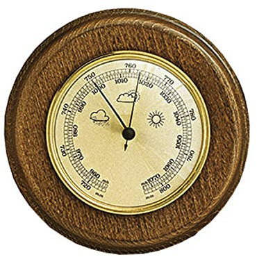 SELVA Barometer, Wetterinstrument, Wetterstation, mechanisch, analog, Eiche, rustikal lackiert, Maße-Ø 150 mm, Werk-Ø 100 mm, für draußen