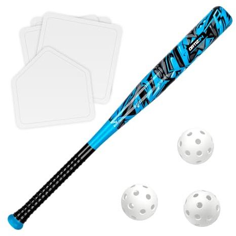 Ortiz34 Grand Slam Set- Graffiti Plastic Bat, 3 Balls, 4 Throw Down (Blue)