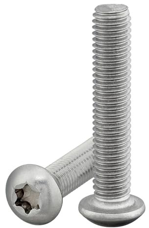 Tornillo de cabeza alomada con Torx (ISR, TX) según la norma: ISO 7380-1, acero inoxidable A2 V2A, rosca completa, tornillo de cabeza semirredonda, tornillo alomado (10 unidades, M6 x 30 mm)