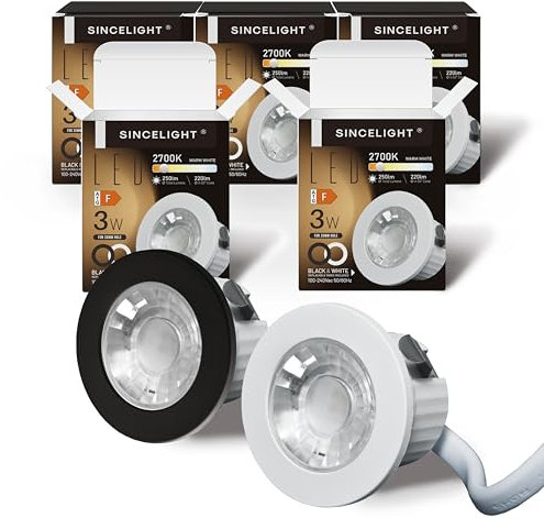 SINCELIGHT MINI Recessed Spotlight,Small Downlight for 35-40mm Ceiling Hole,Cabinet,Showcase, MR11 Replacements,White and Black Ring Replaceable,IP65 Waterproof,Warm White 2700K,RA≈92,Pack of 5