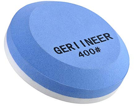 GERIINEER 2 en 1 piedra de afilar, piedra de afilar doble cara para herramientas de jardín, cuchillos de cocina, tijeras de ejes (grano 400 800)