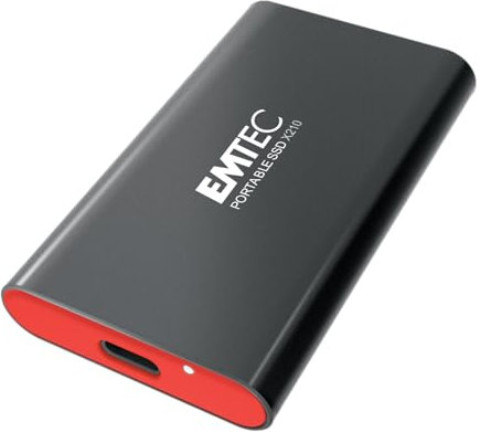 EMTEC X210 Elite - Disco Duro SSD Externo de 512 GB, Compatible con USB 3.2 Gen1 y 2.0, tecnología 3D NAND Flash, Cable USB-C 3.2 Gen2 a USB-A y Carcasa de protección de Silicona incluida