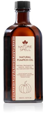 Nature Spell Pumpkin Oil for Hair, Pre-Diluted Oil Helps Nourish Brittle Strands & Reduce the Look of Split Ends, For All Hair Types, Vegan, 150ml