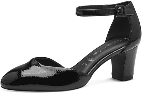 Tamaris Damen Pumps Blockabsatz Vegan; Black PATENT, EU 42
