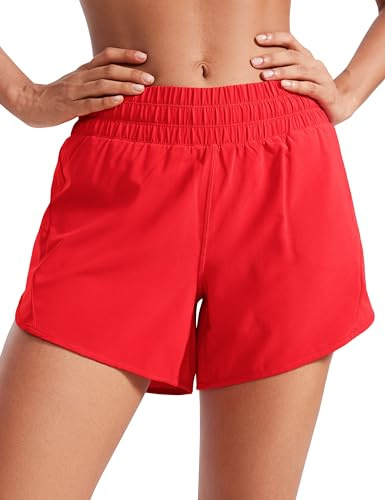 CRZ YOGA Delfin Athletic Shorts 5 | Hög midja, meshfoder, snabbtorkande, lätt, en dragkedja, för kvinnor