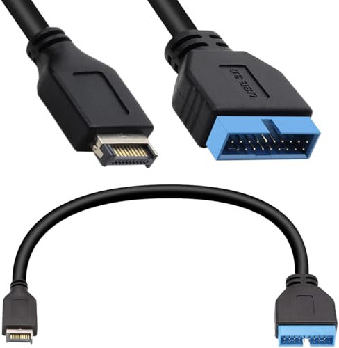 Xiatiaosann USB 3.1 Front Panel Type-E Header to USB 3.0 19/20Pin Header Motherboard Extension Cable Male to Male Adapter Data Transmission 200mm/7.87in Line for ASUS PC Computer Connector