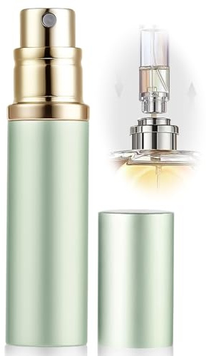 ASADAYS Parfümzerstäuber, nachfüllbar, 10 ml, tragbare Reise-Sprühflasche, auslaufsicher, Mini-Größe, Parfümzerstäuber, Bodenfüllung, Köln-Spender für Männer und Frauen (CA10ml Grün)