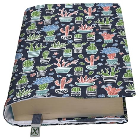 KAPAX FLEX - MOSSO bokomslag, justerbart för pocketbok, tvättbart tyg, vattentätt, bokskydd för vuxna (kaktus)
