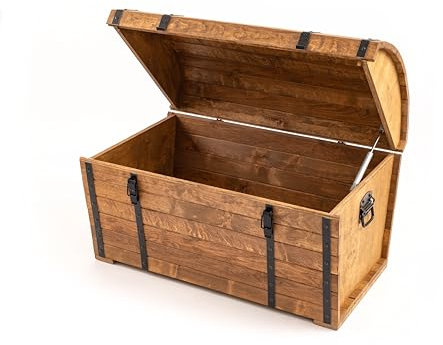 CREATIVE COOPER Baule in legno 180 l, classica valigetta in legno di ontano oliato, design vintage, per soggiorno, terrazza e giardino, 80 x 50 x 50 cm