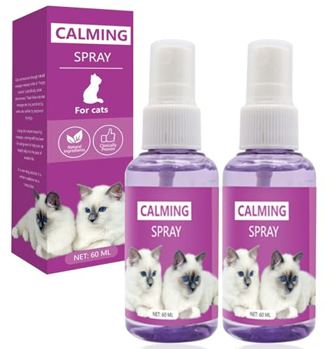 2Pcs*60ml Spray herbe à Chat, Classic Spray, Pulvérisation pour Chat, Soulage l’anxiété, Apaise les Chats à la Maison et Réduit le Stress lors du Transport, Facile à transporter