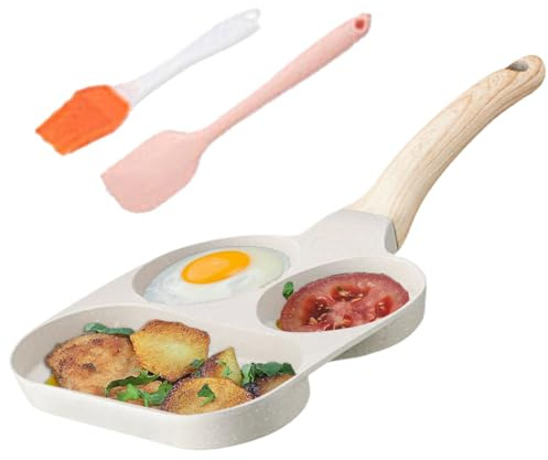 Genérico Sartén Tortitas con 3 hoyos,Sartén Para Desayunos Y Parrillas De Cocción Por Inducción Para Cocina Casera Restaurantes, Camping