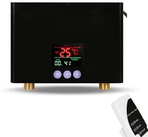 Scaldabagno Senza Serbatoio, Mini Elettrico Istantaneo Da 3000 W Con Display A LED, Su Richiesta Telecomando Risparmio energetico(Noir)