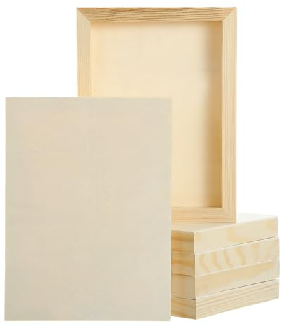QUARKZMAN 6 Pack Tablas De Lienzo De Madera, Lienzos Artísticos De 6x8 Pulgadas Paneles De Madera Sin Acabar Para Pintura, Manualidades, Proyectos DIY, Arte De Vertido