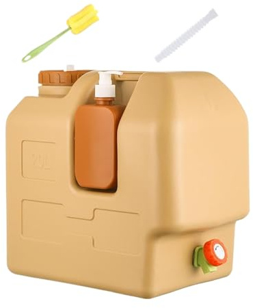 Generico Récipient pour eau avec robinet | 20 l avec bouteille de savon pour mains - pour eau potable, pour usage extérieur, pique-nique, voyage, survie, randonnée, chasse familiale, boire