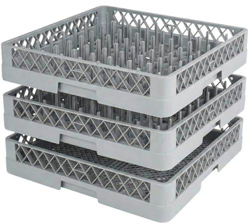 MORLEOS set cestelli lavastoviglie 50x50 cm, 2 cestelli piatti con 64 supporti + 1 cestello posate fine, scolapiatti professionale horeca lavastoviglie industriale