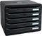 Exacompta 308714D Ablagebox Glossy Querformat mit 5 Schubladen für DIN A+ Dokumente. Belastbare Schubladenbox mit hoher Kapazität für mehr Platz Big Box Plus Horizon Blauer Engel schwarz