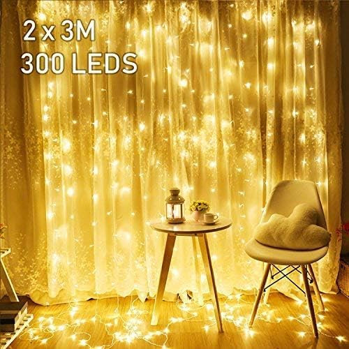 Avoalre Tenda di Luci 2x3m 300LEDs Tenda Luminosa Natale 8 Modalità Funzione Memoria Impermeabilità IP44 Interno/Esterno per Decorazione Atmosfera Finestra Camera Salotto Giardino