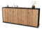Stil.Zeit Sideboard Elana, Korpus anthrazit matt, Front Holz-Design Pinie (180x79x35cm) Push-to-Open Technik