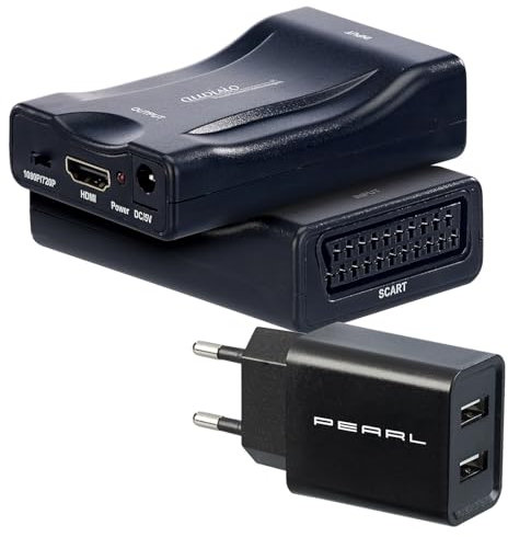 auvisio Scart to HDMI: SCART-auf-HDMI-Adapter/Konverter 720p/1080p mit 2-Port-USB-Netzteil (Videorecorder Scart auf HDMI, to Converter, Spielkonsole)