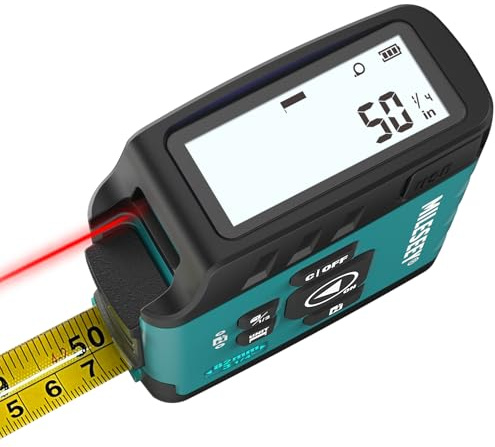 MiLESEEY DT20 Digital Laser Tape Measure,130 FT Laser Measuring Tool,16 FT Easy Read Digital Measuring Tape Retractable Manual-Locking Blade, Rechargeable Measurement Tool, Area/Volume/Pythagorean
