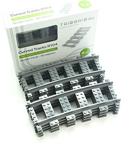 Trixbrix.eu Curved Tracks R104 Compatible with Lego City Train Sets 60197 60198 10277 60205 60238
