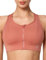 Yvette Soutien Gorge de Sport Femme Zipper Avant Dos Nageur Maintien Fort Brassière Fitness sans Armature pour Gros Seins Course Jogging,Rose,M