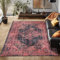 Waschbarer Teppich Flachgewebe Robust Modernes Design Vintage Optik rutschfest Teppich Wohnzimmer, Farbe: Rot, Größe: 200 x 290 cm