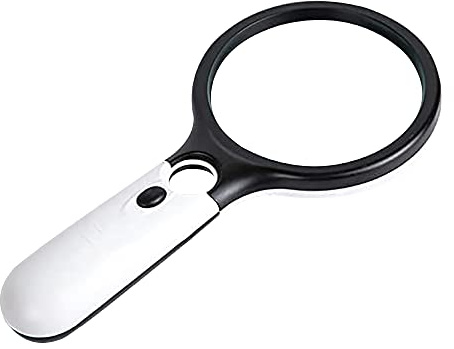 STERUN Heavy-Duty Magnifying Glass Lightweight With LED Light And Double Lens 3X & 45X For Macular Degeneration Seniors, Adults with Hobbies, and Children with Curiosity (White)