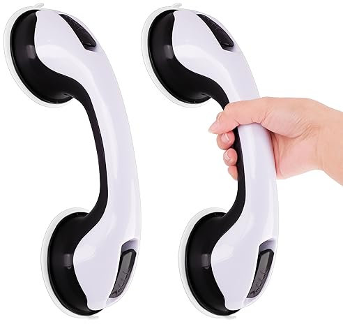 2 PCS Ventouse de Poignée Douche, Poignée Baignoire de Sécurité - Sans Perçage - Poignée de Baignoire Murale,Barres d'appui de Salle de Bain Antidérapante pour Salle de enfants et personnes âgées,Noir