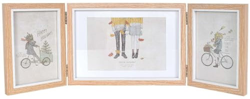 DecorDwell Cadre Photo 3 Vues,Cadre Photo 10x15 et 13x18 Trois cadre photo Collage Pliable Multiple Photos,3 Photos pour Photos en Bois,Cadre Photo Multiple Bois (B-6 pouces)