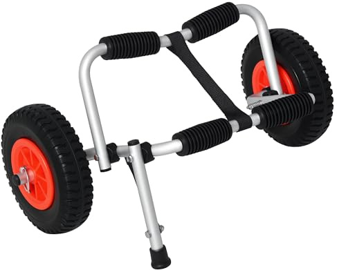 HOMCOM Kajak-Trolley, Aluminium-Klappbarer Kanu-Trolley mit Rutschfester Polsterung