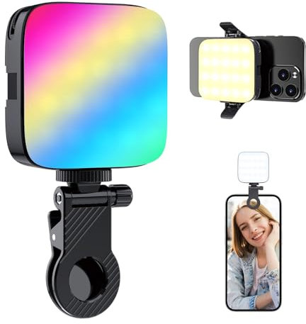 ETENTOUS 96 LEDs Selfie Light,13 light Modes Video Lights RGB Photo Light-Rechargeable Clip on Phone/Laptop/Camera Light-for Makeup,YouTube,TikTok Live Streaming,Photography Vlog/Pictures/Meetings.