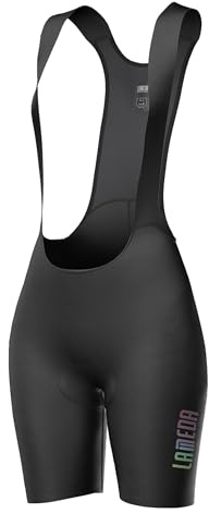 LAMEDA Fahrrad Trägerhose Fahrradhose Damen Kurz Gepolsterte Bib Shorts Sommer Atmungsaktiv Elastisch Radhose für Radfahren Rennrad Schwarz L