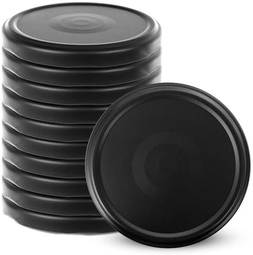 KADAX Schraubdeckel fi82 mm, Twist-Off-Deckel Set aus Metall, Ersatzdeckel für Einmachgläser, Deckel mit 6 Einrastzähnen für Sturzgläser und Einmachgläser (mattes Schwarz, 10 Stück)