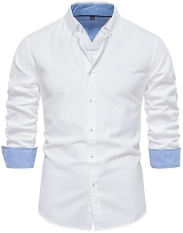 Camisa de manga larga para hombre, camisa de otoño normal, camisa de negocios, camisa informal para hombre, Regular Fit, Men Shirts, camisa informal, M