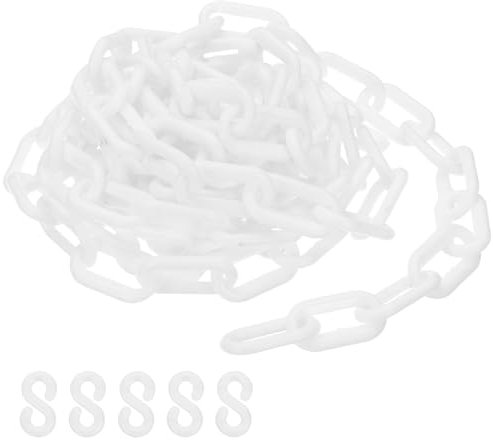 PATIKIL White Plastic Chain, 10 ft 6mm Safety Barrier Chain for Crowd Control, Queue Line, Parking, Fence, Gate, Concert, Construction Site and Decoration