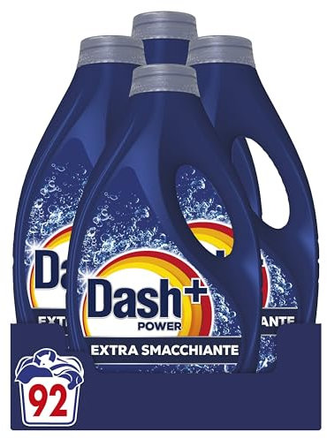 Dash Power Detersivo Liquido Lavatrice, 92 Lavaggi (4x23), Extra Smacchiante, Rimuove anche le macchie secche da 7 giorni, per una pulizia impeccabile