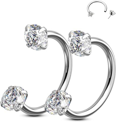 OUFER Body Piercing Hufeisen Nasenringe 2pcs 316L Chirurgenstahl 20g Push-Pin Septum Helix Ohrpiercing Schmuck