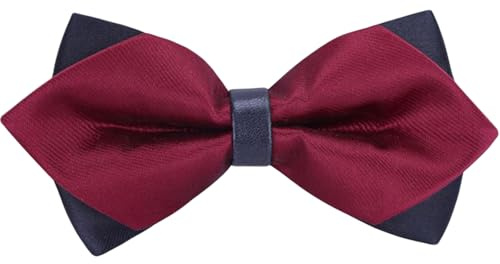 HISUNBEN Nœud papillon avec crochet,Papillon pour Homme Réglable en gabardine de smoking solide-02