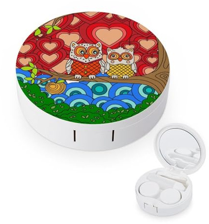 fkgvwo Contact Lens Case Cartoon Owl Contact Lens Box Travel Kit Portable for Travel & Home