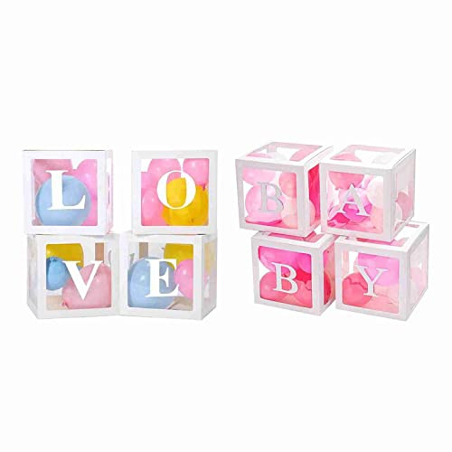 Nosqew Ballonglådor vit klar transparent gör-det-själv festdekorationer för baby shower födelsedag förslag förlovning heminredning plast kartong 30 x 30 cm 4-pack