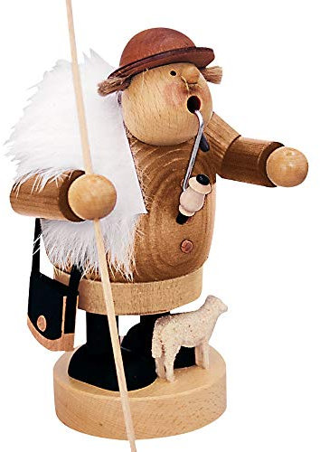 KWO Shepherd Smoking Man Figurine, Wood, Multi-Colour, 30 x 30 x 18 cm